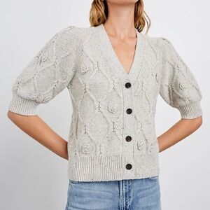 Rails Isla Cardigan Grey with Crochet Daisies